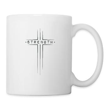 Christliches Kreuz Design - Stärke - Tasse - Weiß - Rechts