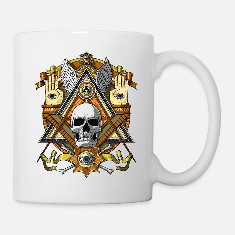 Crâne Illuminati maçonnique - Mug blanc - blanc