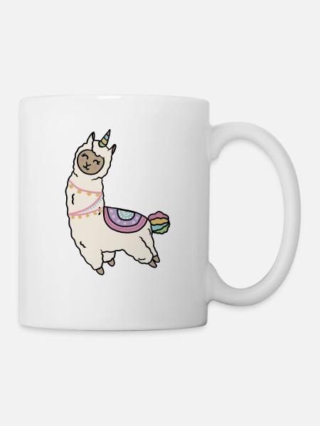 Alpaga mignon lama licorne heureux - Mug blanc - blanc