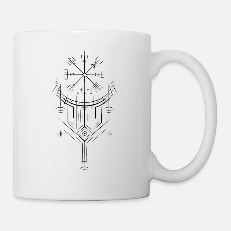 Vegvisir Runen Kompass - Germanen Kelten Wikinger - Tasse - Weiß