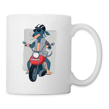 Rocker teckel sur cadeau de motard moto 1187 - Mug blanc - blanc - Droite