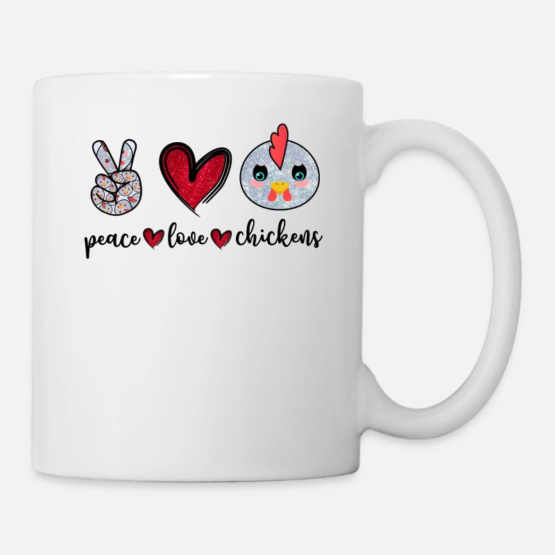 Peace Love Chickens Funny Chicken Lover Farmer - Mug blanc - blanc