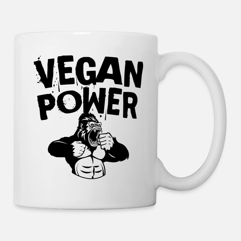 Vegan Power Bodybuilding Gorille idée cadeau - Mug blanc - blanc