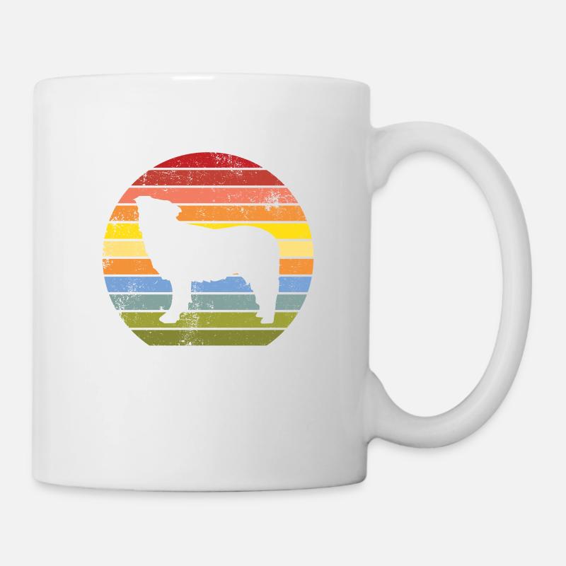 Border collie retro vintage style 60s 70s - Mug - white