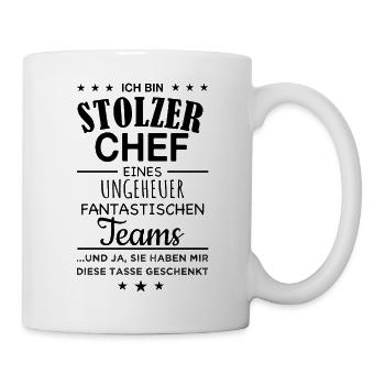 Stolzer Chef Büro Kollegen Geschenkidee Team Chefs - Tasse - Weiß - Rechts