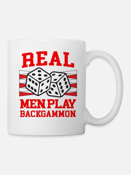 REAL MEN PLAY BACKGAMMON Brettspiel Humor - Tasse - Weiß