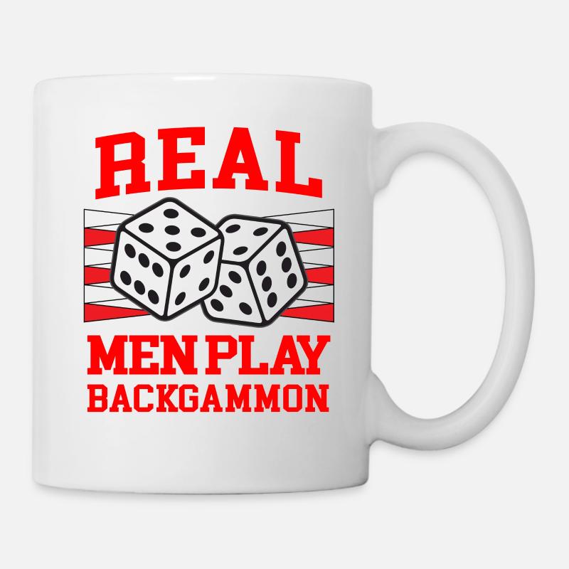REAL MEN PLAY BACKGAMMON Brettspiel Humor - Tasse - Weiß