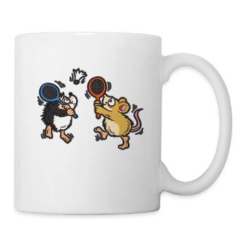 Igel Badminton Humor Cartoon Comic Kinder - Tasse - Weiß - Rechts