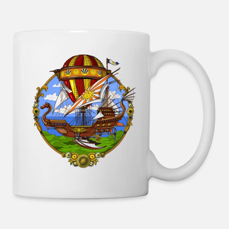 Steampunk Luftballon - Tasse - Weiß