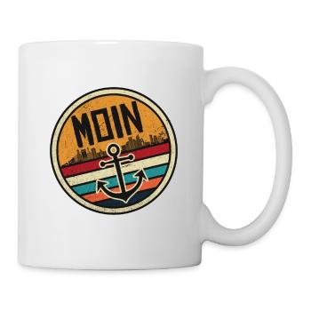 moin vintage Hamburg Begrüßung Moinsen Dialekt - Tasse - Weiß - Rechts