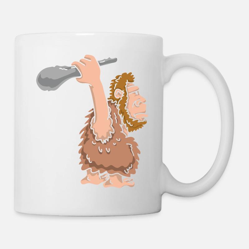 Steinzeit Mensch mit Keule - Tasse - Weiß
