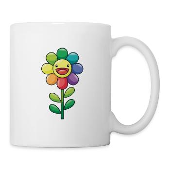 Bunte Blume Sonnenblume Regenbogen Farben Kinder - Tasse - Weiß - Rechts