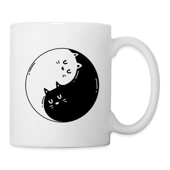 Ying Yang Katze - Tasse - Weiß - Rechts