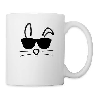 Pâques | Lapin de Pâques | Oreilles de lapin | Lapin avec des lunettes - Mug blanc - blanc - Droite