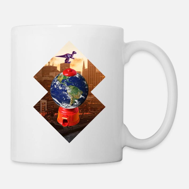 Collage Kunst Surreal Dinosaurier Geschenk Design - Tasse - Weiß