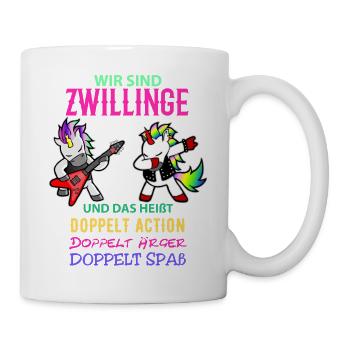 Zwillinge Geschenk Mädchen Jungen Kinder - Tasse - Weiß - Rechts
