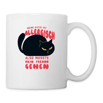 Katze Allergisch Freund Design Geschenkidee - Tasse - Weiß - Rechts