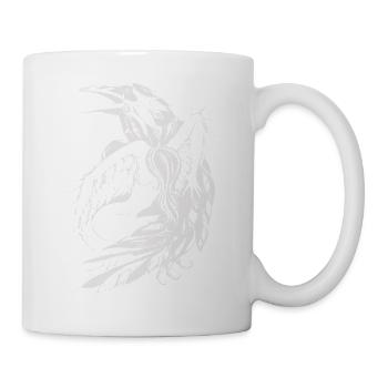 Kunst, Mode, Style, Frau, Girl, Rabe, Krähe - Tasse - Weiß - Rechts