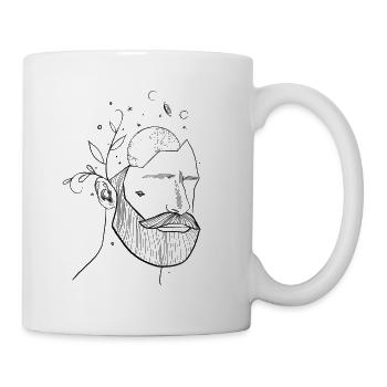 Hipster barbu hommes tête pour les hommes qui aiment les planètes - Mug blanc - blanc - Droite