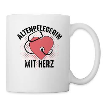 Altenpflegerin mit Herz - Tasse - Weiß - Rechts