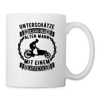 Hollandrad Lastenrad Alter Mann Spruch Cargo Bike - Tasse - Weiß - Rechts