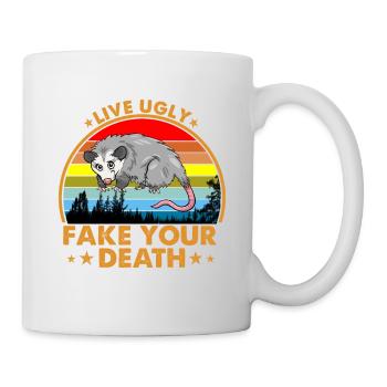 Live Ugly Fake Your Death Vintage Retro Opossum - Mug blanc - blanc - Droite