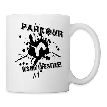 Parkour, Freerunning, Backflip, Freestyle, Akrobat - Tasse - Weiß - Rechts