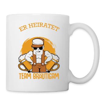 Er Heiratet Wir Sind Zum Saufen Hier JGA Bräutigam - Tasse - Weiß - Rechts