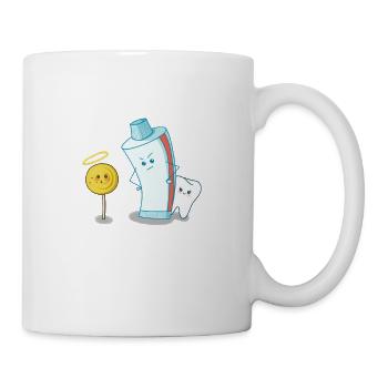Süßer kleiner Zahn wird von Zahnpasta beschützt - Tasse - Weiß - Rechts