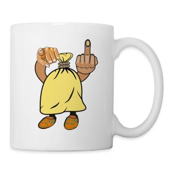 Sack middle finger hand index finger - Mug - white - Right