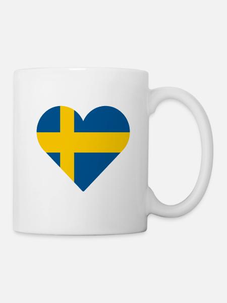 Schweden, Herz, Liebe - Tasse - Weiß