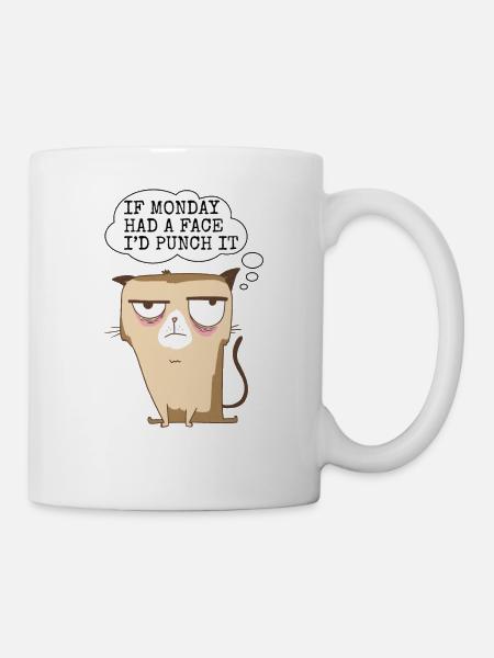Müde Katze Lustig Spruch Parodie Humor Sarkasmus - Tasse - Weiß