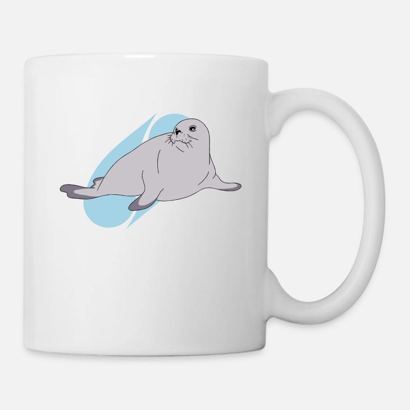 Seehund Lineart künstlerisch - Tasse - Weiß