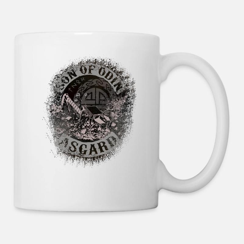 Fils d'Odin Asgard Thor Viking cadeau motard - Mug blanc - blanc