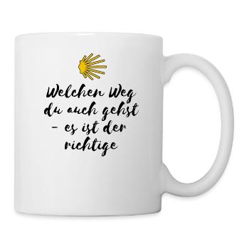 Hochwertiges Jakobsweg Shirt mit Spruch - Tasse - Weiß - Rechts