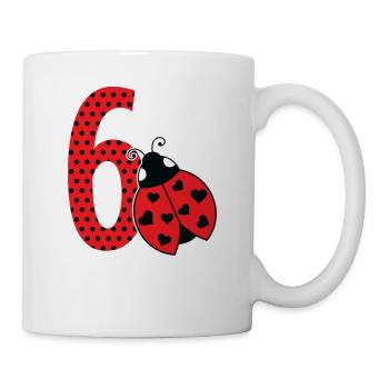 6th Birthday Ladybug Kindergarten Sweet Gift - Mug - white - Right