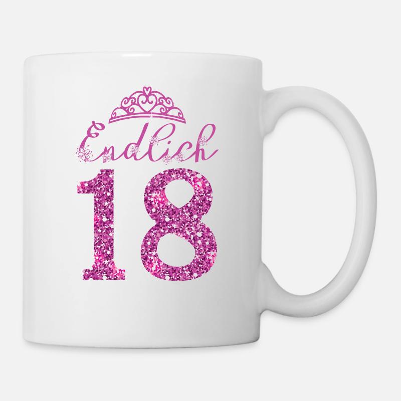 Endlich 18 - Girls Mädchen 18. Geburtstag Geschenk - Tasse - Weiß