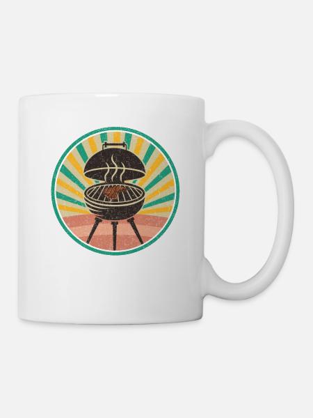 Grill Holzkohle Fleischfresser BBQ Grillmeister - Tasse - Weiß