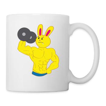 A tooth bunny bodybuilder bicep training barbell - Mug - white - Right
