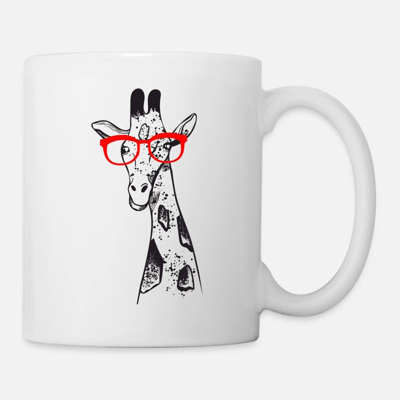 Lustige Giraffe mit Brille T-Shirt Geschenkidee - Tasse - Weiß