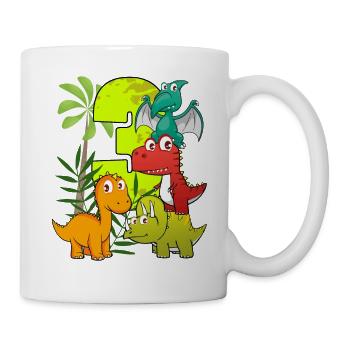 3 year old birthday boy three 3rd Dino T-Rex - Mug - white - Right