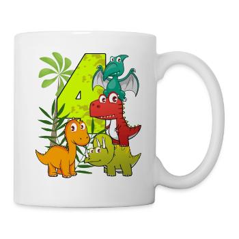 Garçon d'anniversaire de 4 ans quatre 4. Dino T-Rex - Mug blanc - blanc - Droite