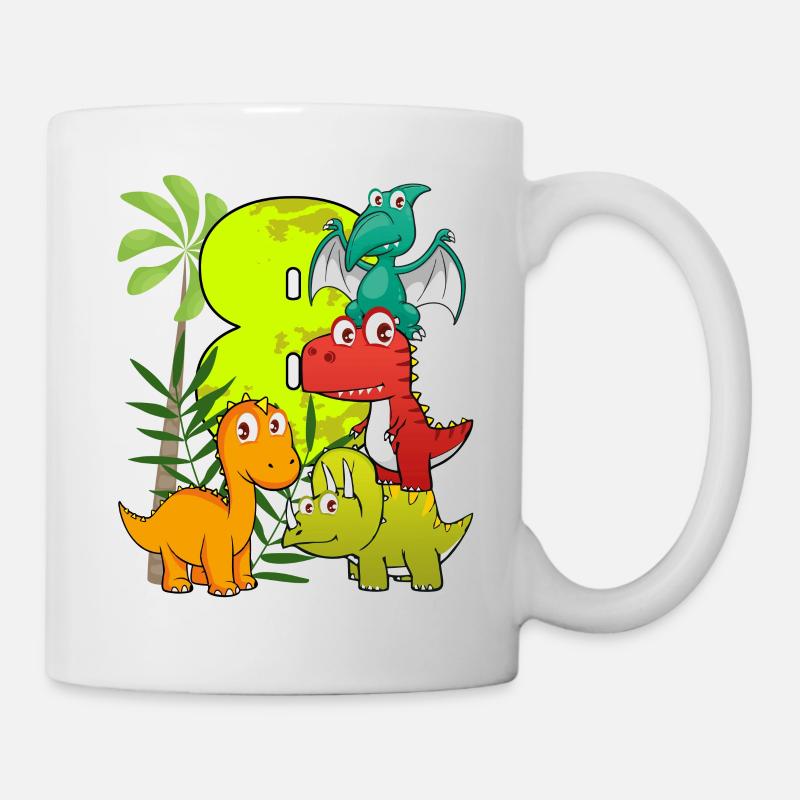 Garçon d'anniversaire de 8 ans huit 8. Dino T-Rex - Mug blanc - blanc