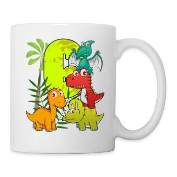 Garçon d'anniversaire de 6 ans six 6. Dino T-Rex - Mug blanc - blanc - Droite