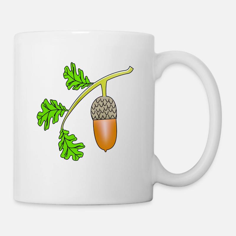Eichel Blatt Eiche bea - Tasse - Weiß