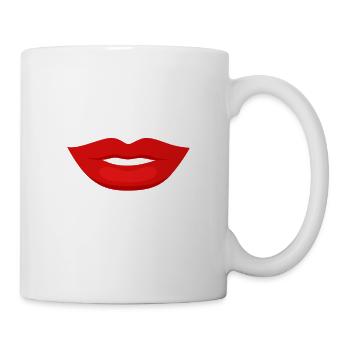 Bouche nez masque visage lèvres rouges baiser bouche - Mug blanc - blanc - Droite