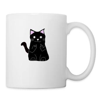 Cadeau effronté de doigt du doigt de chat noir - Mug blanc - blanc - Droite