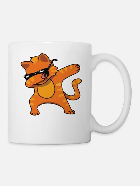 Die tupfende Katze - Tasse - Weiß