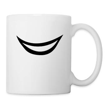 Grinsen Lächeln Mund Lustig Frech Gesichtsmaske - Tasse - Weiß - Rechts