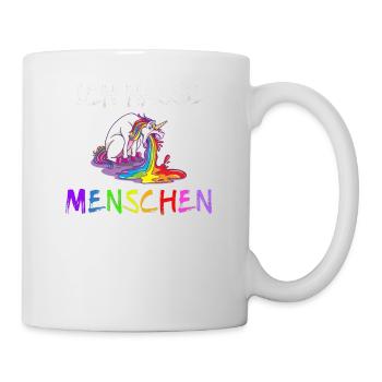 Ich Hasse Menschen Einhorn Kotzen Regenbogen Bunt - Tasse - Weiß - Rechts